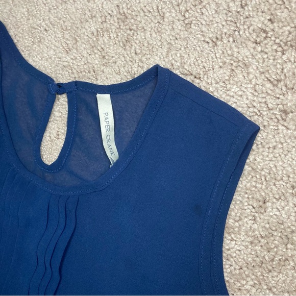 Paper Crane Women’s Semi Sheer Parachute Sleeveless Blouse Blue Top Medium Size - Picture 4 of 11